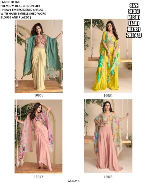 New Catalogue Wonaya Chinon Silk Party Wear Readymade Indo-Western Collection