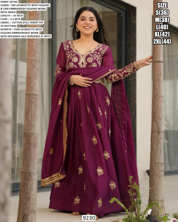 Star Georgette Sequence Designer Heavy Party Wear Gown With Dupatta