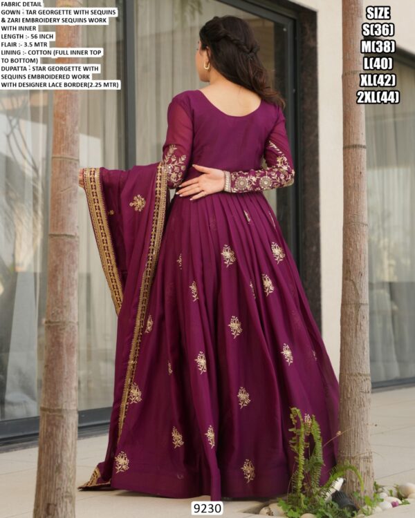 Star Georgette Sequence Designer Heavy Party Wear Gown With Dupatta