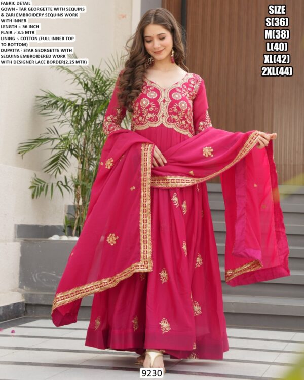Star Georgette Sequence Designer Heavy Party Wear Gown With Dupatta