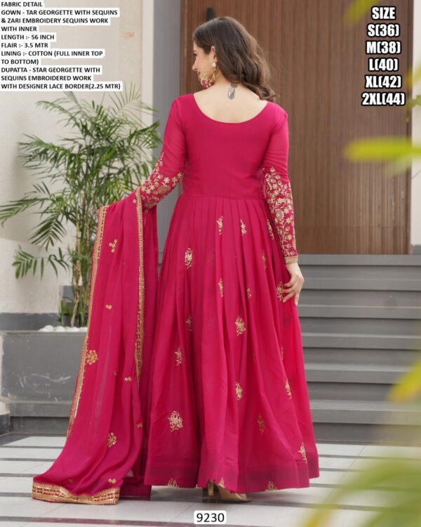 Star Georgette Sequence Designer Heavy Party Wear Gown With Dupatta