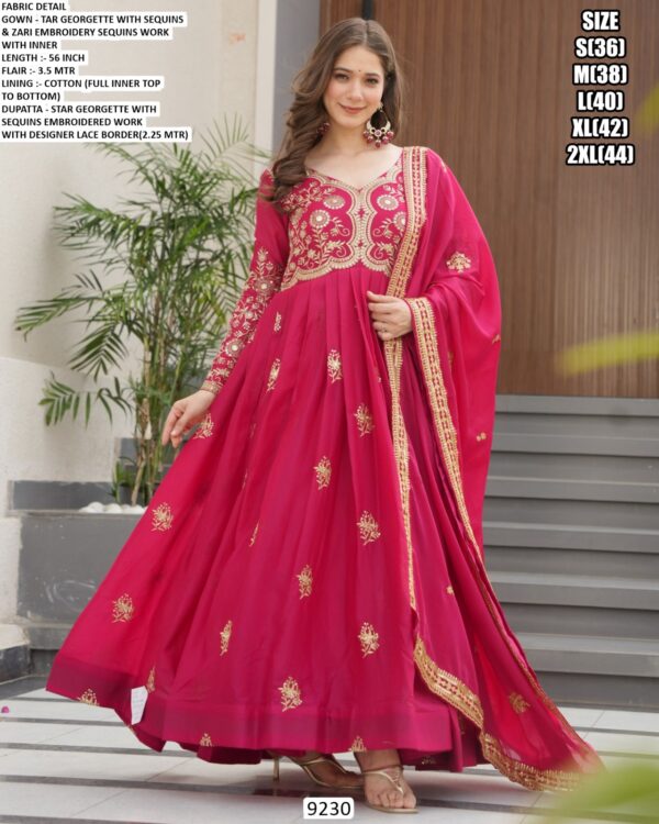 Star Georgette Sequence Designer Heavy Party Wear Gown With Dupatta