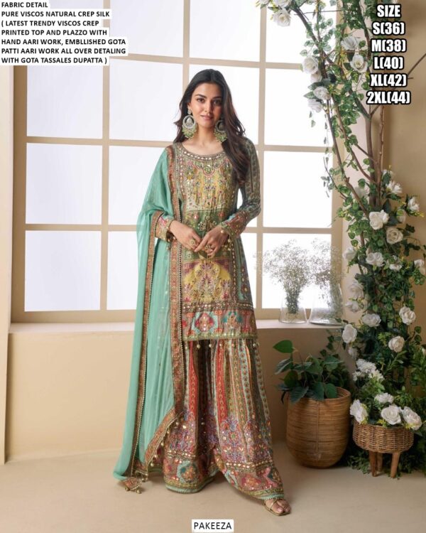 Presenting Latest Festival Collections Of : Crepe Silk Printed With Hand Work Salwar Suits