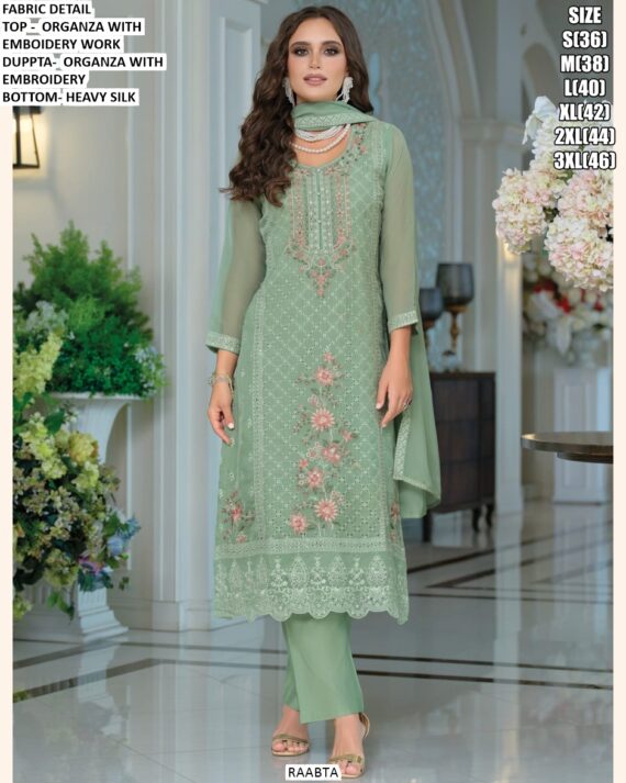 Festival Wear Organza Embroidery Work Salwar Suits In Attractive Three Colours!
