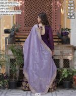 Wedding Special Purple Colour Star Georgette Anarkali Combo Gown With Dupatta