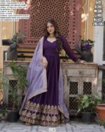 Wedding Special Purple Colour Star Georgette Anarkali Combo Gown With Dupatta
