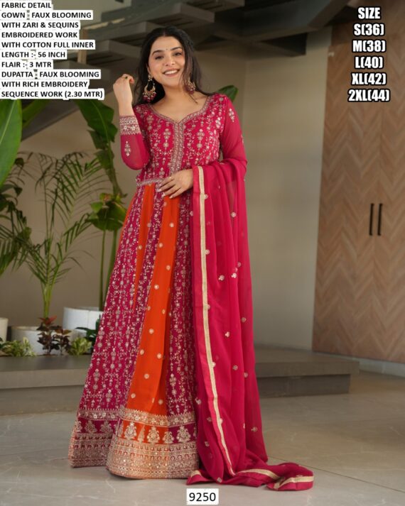 Blooming Fabric Long Anarkali Style Wedding Special Designer Look Readymade Gowns