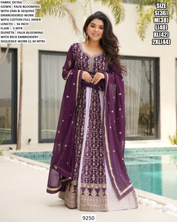 Blooming Fabric Long Anarkali Style Wedding Special Designer Look Readymade Gowns