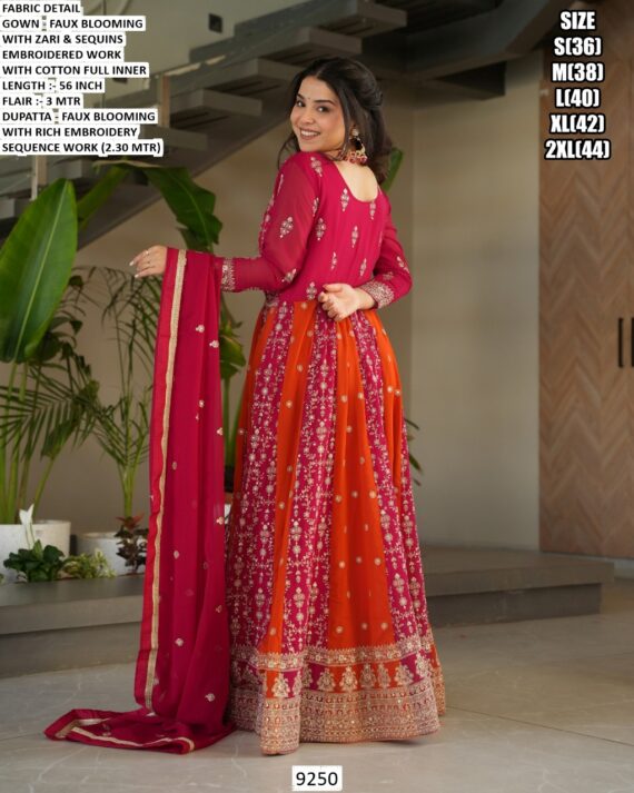 Blooming Fabric Long Anarkali Style Wedding Special Designer Look Readymade Gowns