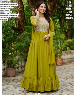 Shine Bright In Every Occasion! Luxurious Star Georgette Designer Gown With Dupatta