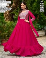 Shine Bright In Every Occasion! Luxurious Star Georgette Designer Gown With Dupatta