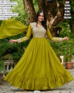 Shine Bright In Every Occasion! Luxurious Star Georgette Designer Gown With Dupatta