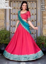 South Indian Wedding Style Vichitra Silk Zari Weaving And Embroidered Lehenga Choli