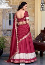 South Indian Wedding Style Vichitra Silk Zari Weaving And Embroidered Lehenga Choli