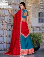 South Indian Wedding Style Vichitra Silk Zari Weaving And Embroidered Lehenga Choli