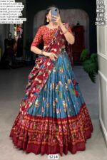 Latest Tussar Silk Lehenga Choli With Beautiful Dupatta For Women Festival Wear