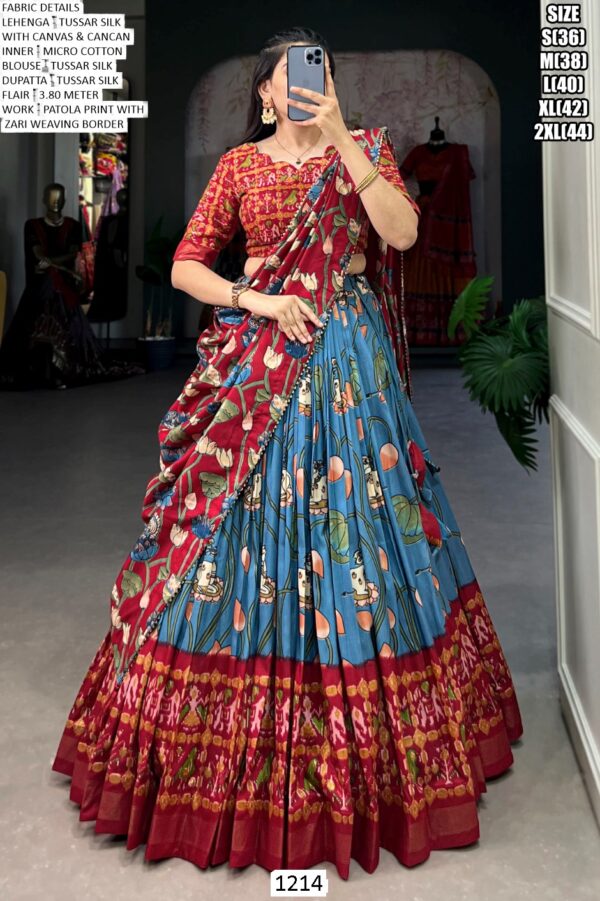 Latest Tussar Silk Lehenga Choli With Beautiful Dupatta For Women Festival Wear