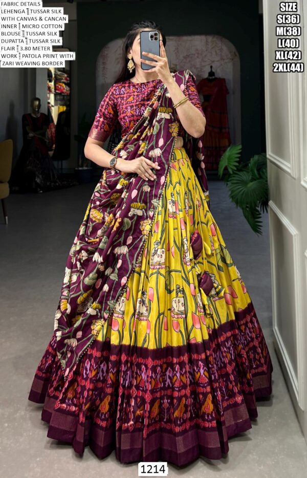 Latest Tussar Silk Lehenga Choli With Beautiful Dupatta For Women Festival Wear