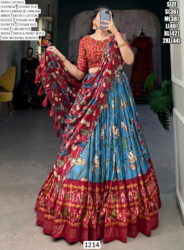 Latest Tussar Silk Lehenga Choli With Beautiful Dupatta For Women Festival Wear