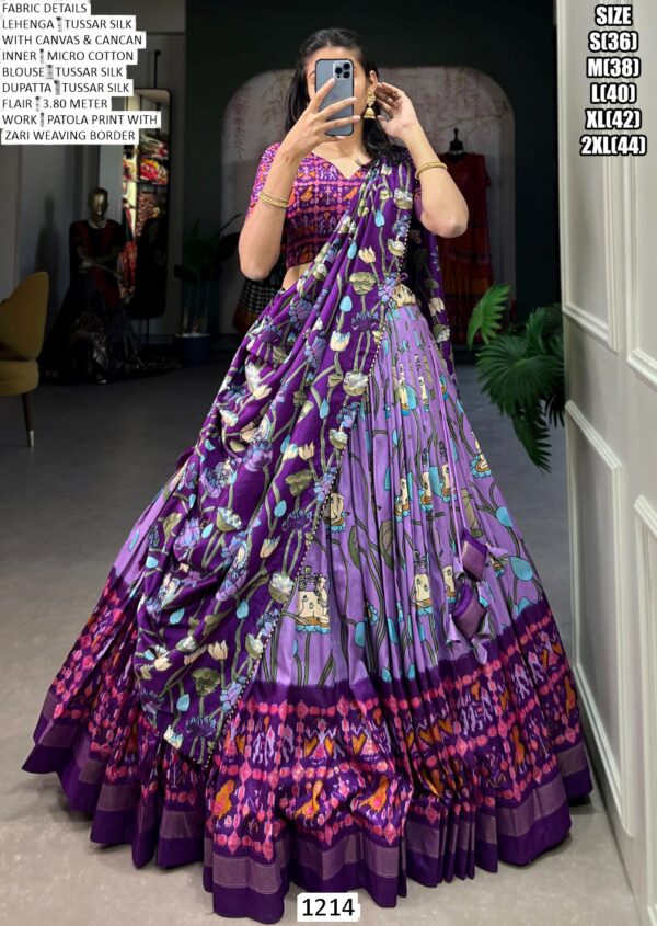 Latest Tussar Silk Lehenga Choli With Beautiful Dupatta For Women Festival Wear