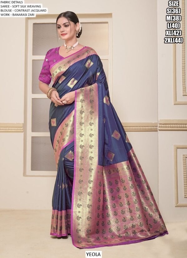 Festive Wear Soft Silk Weaving Sarees With Beautiful Banarasi Designs
