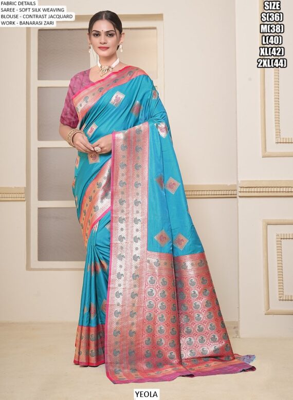 Festive Wear Soft Silk Weaving Sarees With Beautiful Banarasi Designs