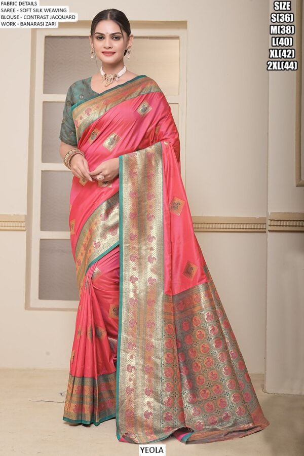 Festive Wear Soft Silk Weaving Sarees With Beautiful Banarasi Designs
