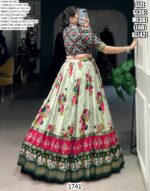 Tussar Silk Floral And Patola Print With Foil Work Navratri Lehenga Choli