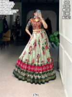 Tussar Silk Floral And Patola Print With Foil Work Navratri Lehenga Choli