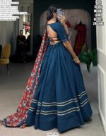 Tradition Navratri Look Pure Cotton Plain With Delicate Gota Patti Touch-Up Lehenga Choli