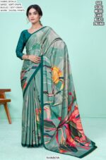 Multi-Colour Soft Crape Casual Wear Printed Un-Stitched Saree With Blouse