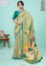 Multi-Colour Soft Crape Casual Wear Printed Un-Stitched Saree With Blouse