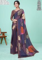 Multi-Colour Soft Crape Casual Wear Printed Un-Stitched Saree With Blouse