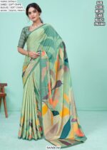 Multi-Colour Soft Crape Casual Wear Printed Un-Stitched Saree With Blouse