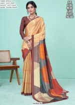Multi-Colour Soft Crape Casual Wear Printed Un-Stitched Saree With Blouse