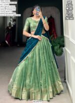 Kanchipuram South Indian Style Zari Weaving Semi-Stitched Lehenga Choli