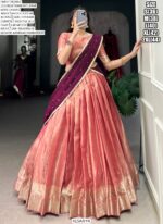 Kanchipuram South Indian Style Zari Weaving Semi-Stitched Lehenga Choli