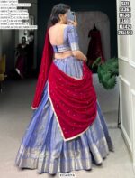 Kanchipuram South Indian Style Zari Weaving Semi-Stitched Lehenga Choli