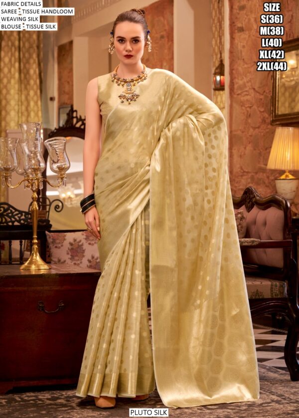 Presents This Enchanting Collection Of Aesthetic Zari Tissue Handloom Weaving Silk Sarees
