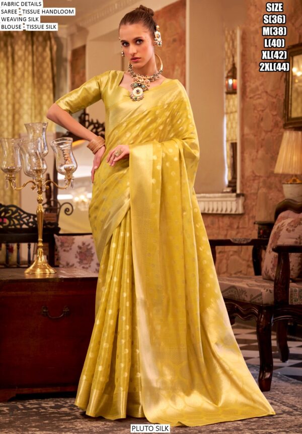 Presents This Enchanting Collection Of Aesthetic Zari Tissue Handloom Weaving Silk Sarees