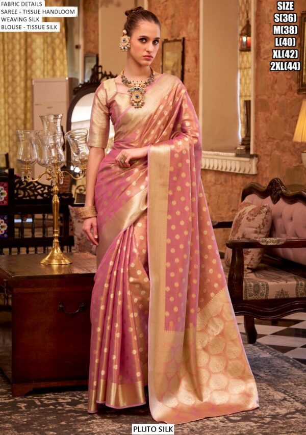 Presents This Enchanting Collection Of Aesthetic Zari Tissue Handloom Weaving Silk Sarees