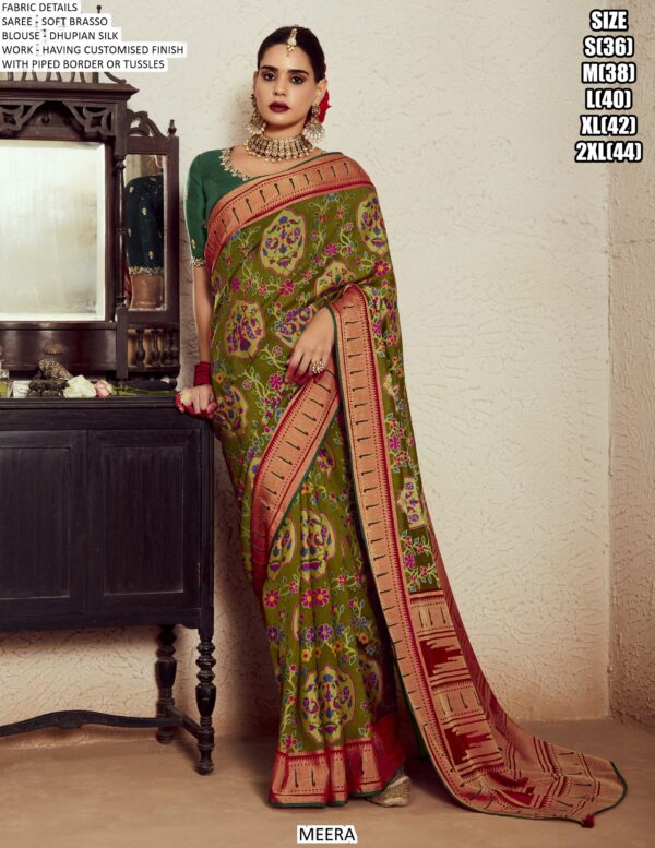 Sets Of Eleven Beautiful Designer Soft Brasso Sarees For Every Occasions