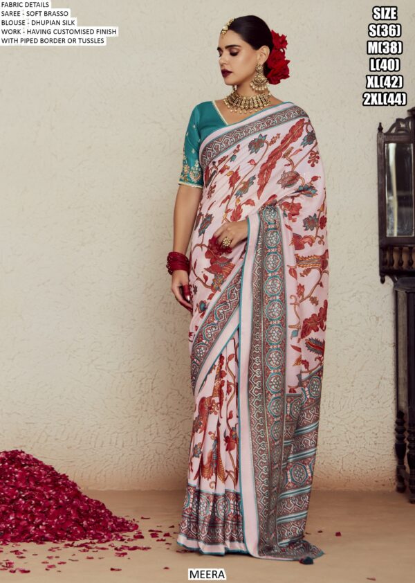 Sets Of Eleven Beautiful Designer Soft Brasso Sarees For Every Occasions