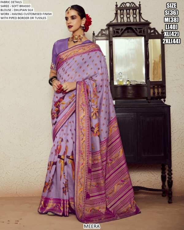 Sets Of Eleven Beautiful Designer Soft Brasso Sarees For Every Occasions