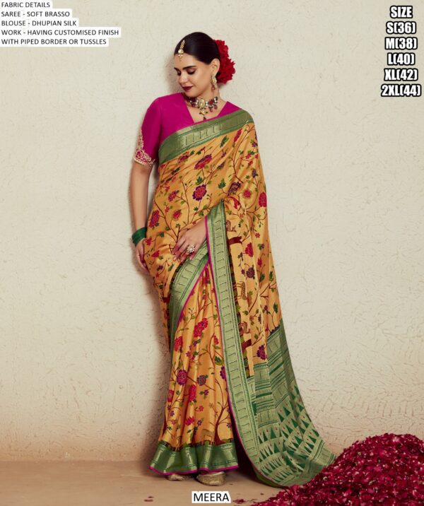 Sets Of Eleven Beautiful Designer Soft Brasso Sarees For Every Occasions