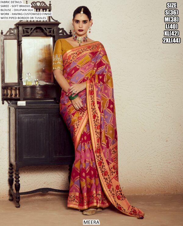 Sets Of Eleven Beautiful Designer Soft Brasso Sarees For Every Occasions