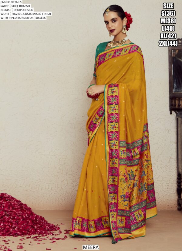 Sets Of Eleven Beautiful Designer Soft Brasso Sarees For Every Occasions
