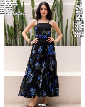Heavy Flared Georgette Digital Printed Fancy Party Look Ladies Maxi Gowns