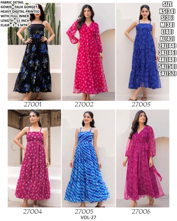 Heavy Flared Georgette Digital Printed Fancy Party Look Ladies Maxi Gowns