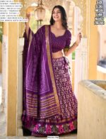 Incredible Ikkat Patola Printed Tussar Silk Semi-Stitched Chaniya Choli